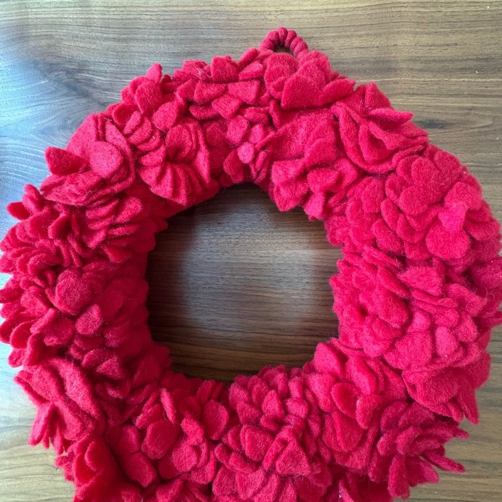 PRICE DROP! Red Felt Floral Holiday Wreath - Crate & Barrel